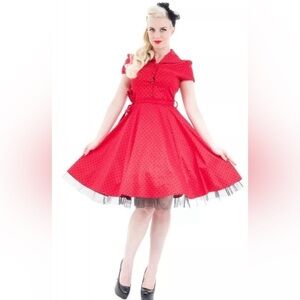 HER LONDON POLKA DOT SWING 50'S
PINUP PUNK ROCKABILLY RED
VINTAGE PROM DRESS S
